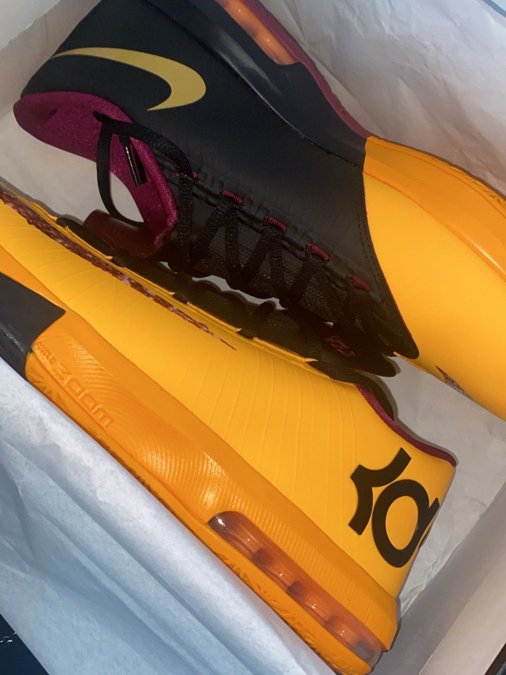 Nike KD Basketball Shoes - Black, Yellow & Maroon